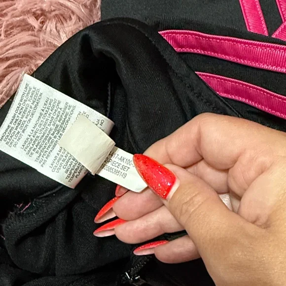 adidas Kids zip Jacket - Black and Pink - Picture 8 of 8